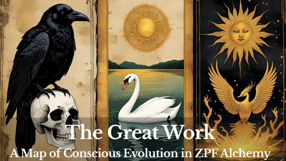 The Great Work in ZPF Alchemy —From Darkness to Gold & A Conscious Evolution Perspective on Nigredo, Albedo, and Rubedo