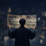 二つの異なる記憶の風景を見比べる人物を描いたマンデラエフェクトのイメージ