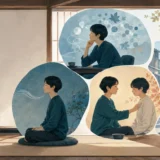 サマタ・ヴィパッサナー・慈悲・マインドフルネスの四つの瞑想を表したイラスト