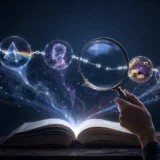 量子実験から人生や健康への主張にある論理の切れ目を虫眼鏡で確認するイメージ