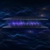 量子真空の揺らぎと二枚の金属板によるカシミール効果を表現したイメージ