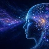 連続するZPFの場が言語と神経ネットワークによって概念世界へ変換されるイメージ