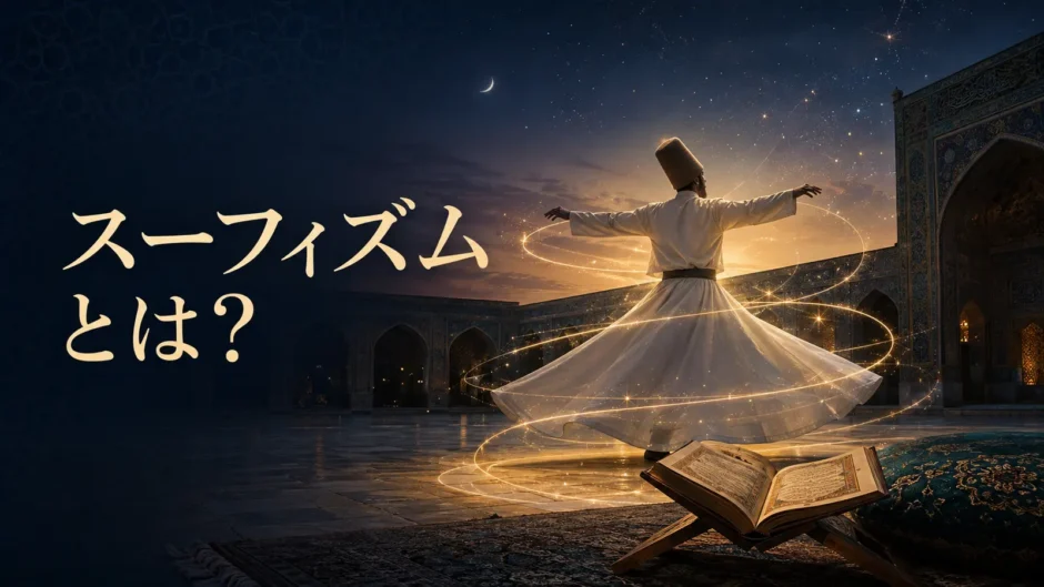 月夜の中で旋回するスーフィー修道者と黄金の光